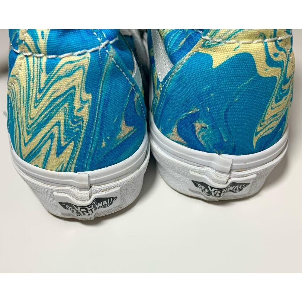 Vans High Top Skate Shoes Blue Yellow Swirl Wmz Size 5 Mens 3.5 Worn Once - Picture 5 of 10